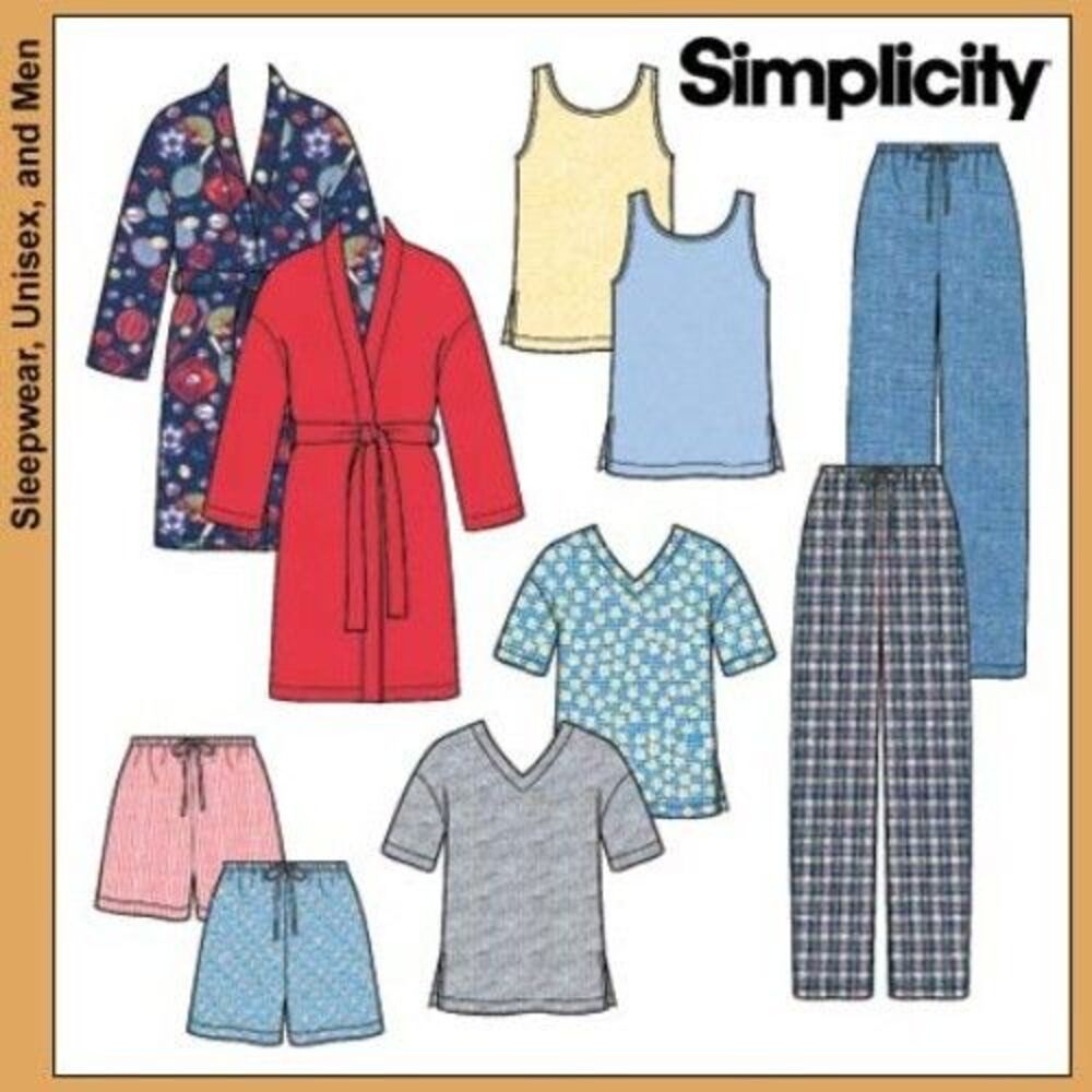 Simplicity Sewing Pattern 9330 Misses Mens Teens Sleepwear Size XS-S-M-L-XL NEW